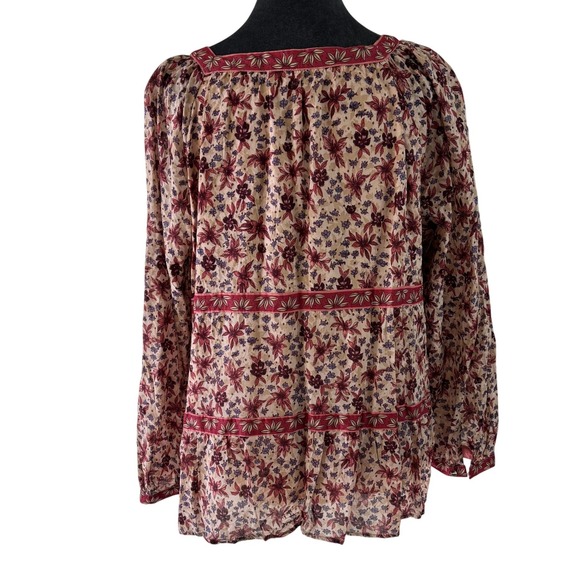 My Danielle Cracker Barrel Wms XL Floral Peasant Blouse Square Neck Tiered Boho - Picture 2 of 10